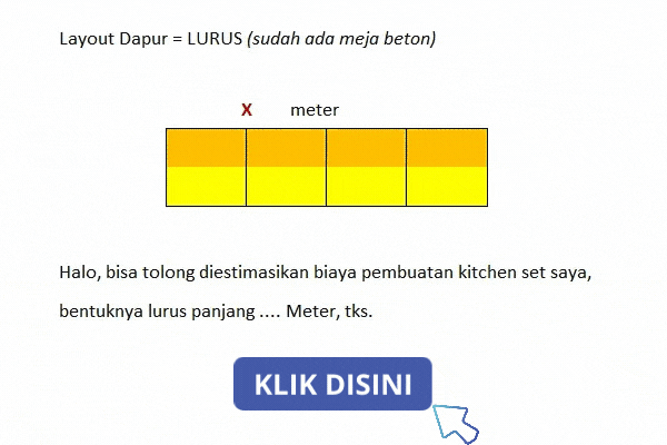 Klik untuk tanya perkiraan harga kitchen set via WhatsApp