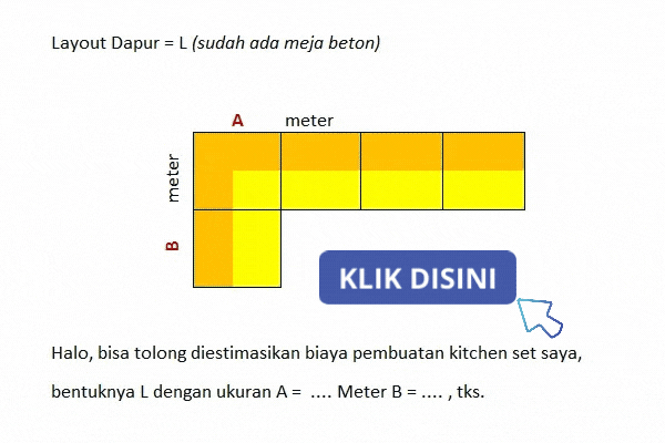 Klik untuk tanya perkiraan harga kitchen set via WhatsApp